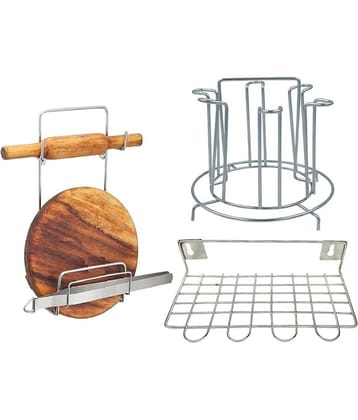 JISUN - Silver Stainless Steel Storage Racks ( Pack of 3 )