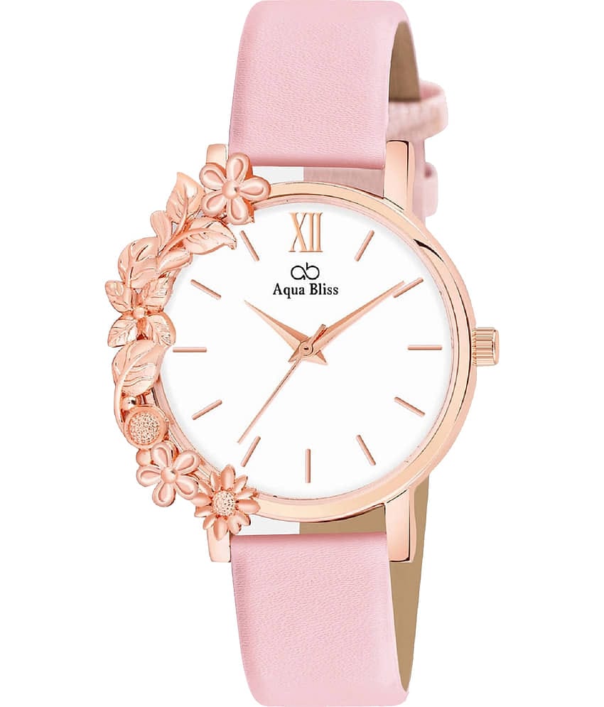 AQUA BLISS Pink Leather Analog Womens Watch