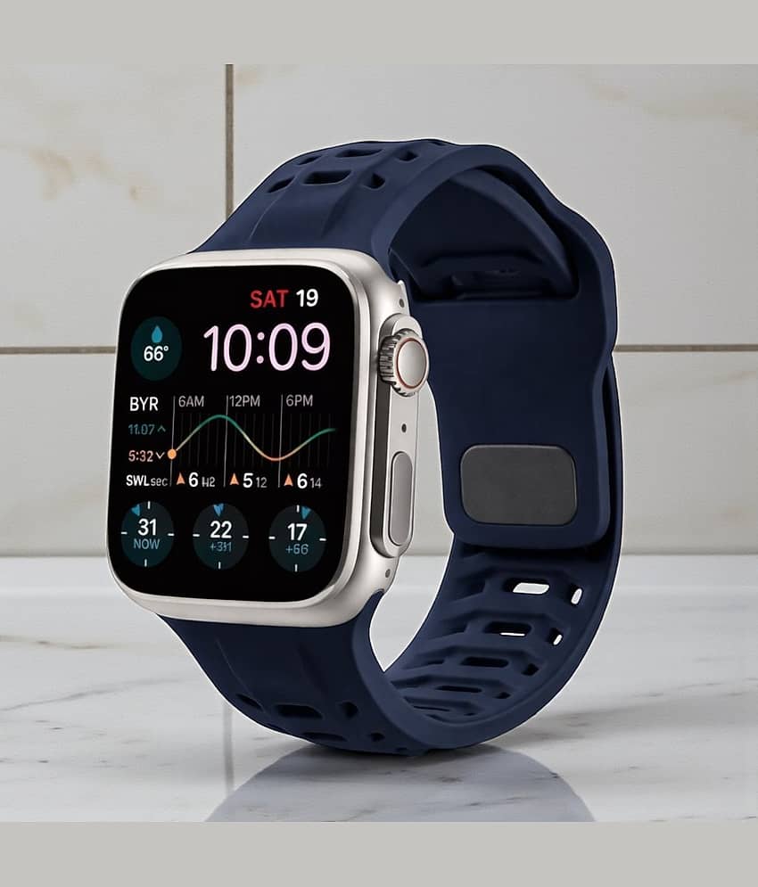 Lorenz Soft Silicone Waterproof Smartwatch Strap for watch| Replacement Sports Band (Compatible with 42/44/45/49mm)– Blue