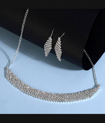 Bhagya Lakshmi Silver Alloy Necklace Set ( Pack of 1 )