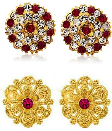 Vighnaharta Traditional South Culture Alloy Gold Plated Stud Earring Combo set ( Pack of- 2 Pair Earrings)