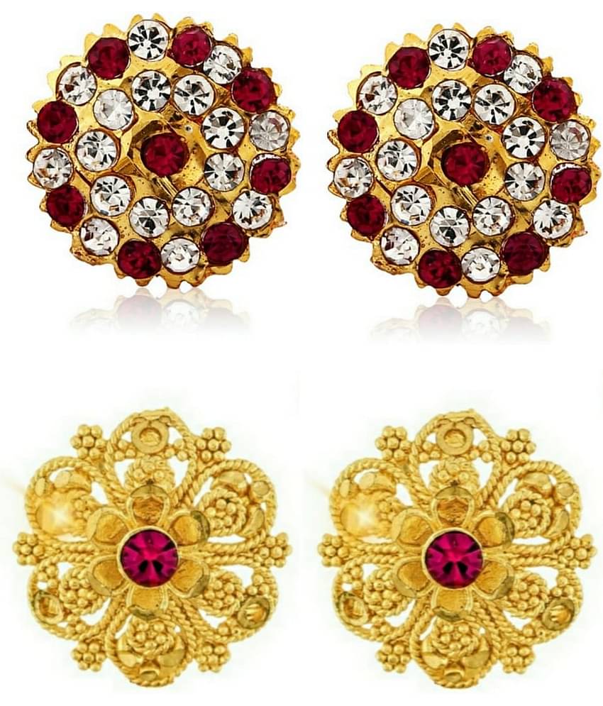 Vighnaharta Traditional South Culture Alloy Gold Plated Stud Earring Combo set ( Pack of- 2 Pair Earrings)