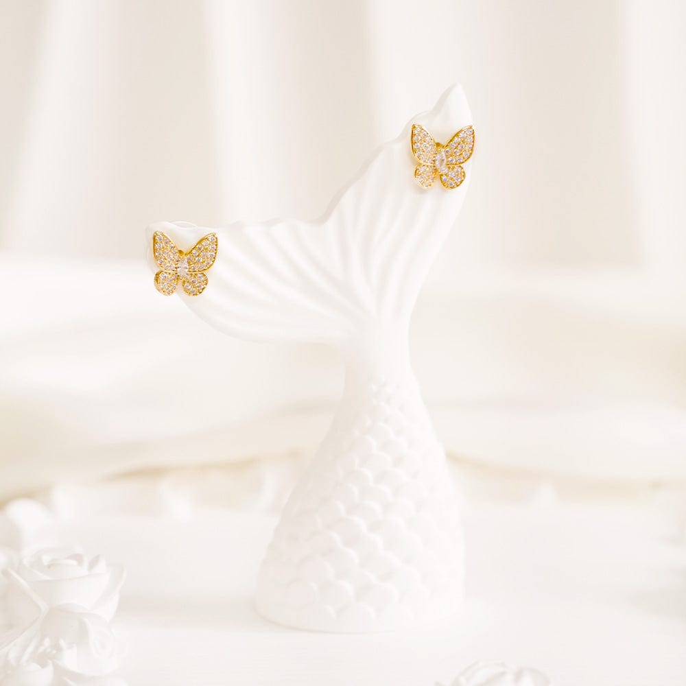 18K Gold Plated Butterfly Studs
