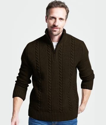 CAT BUNNY Woollen High Neck Men's Full Sleeves Pullover Sweater - Camel ( Pack of 1 )
