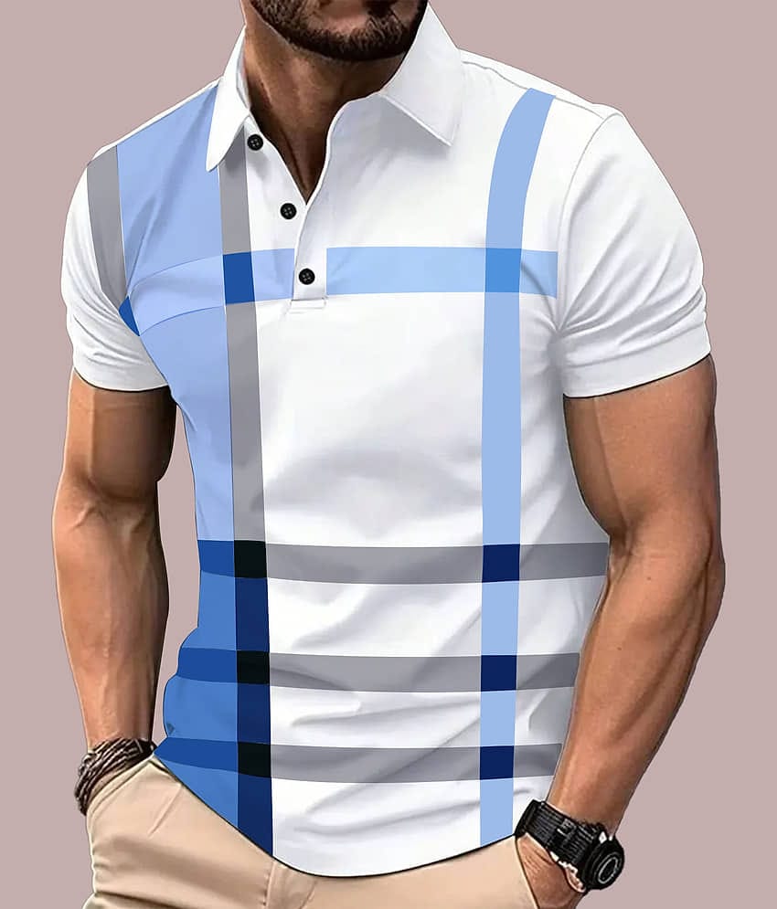 ENITOR Men Cotton Blend Regular Fit Printed Polo T Shirt ( Multicolor13 )
