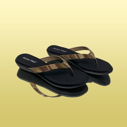 Sleek Gold Wedge Sandals-Gold / 36