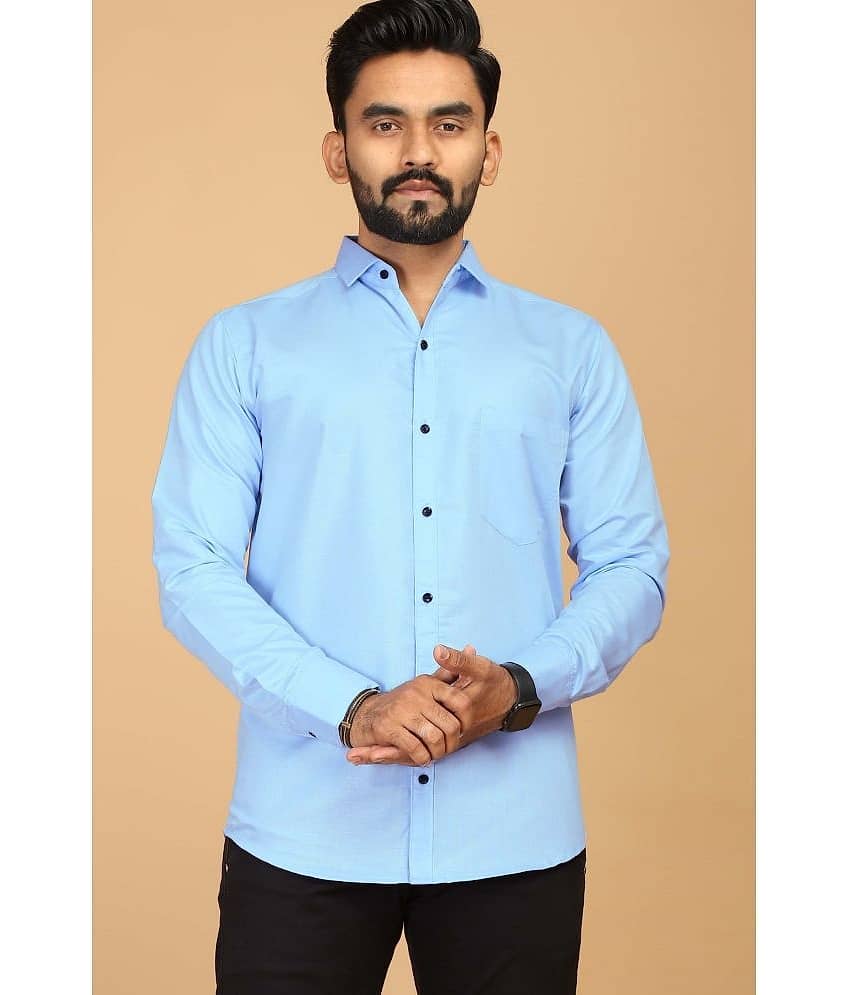 STI Viscose Regular Fit Solids Full Sleeves Men's Casual Shirt - Blue ( Pack of 1 )