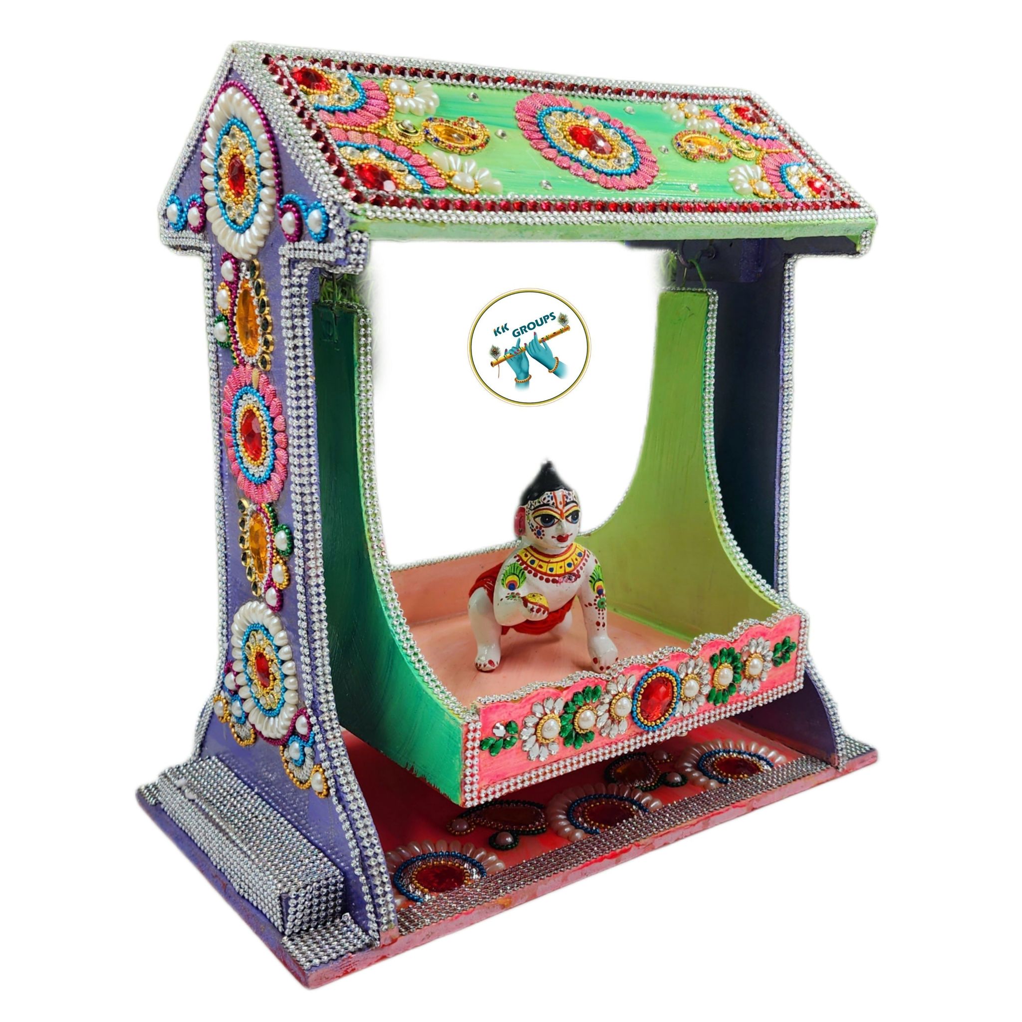 Hut Shape Designer Jhula For Laddu Gopal Ji { box packing }-4 inch