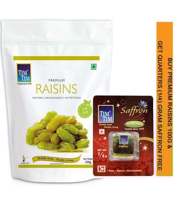 Buy Tim Tim Premium Raisins (Sogi) 100g and Get Quarters Gram Saffron worth Rs 155/- Free