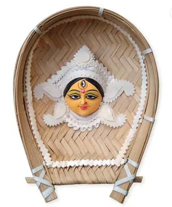 Durga Face Wall Decor, Shola pith Maa durga face in kulo wall hanging, Decorative Showpiece 