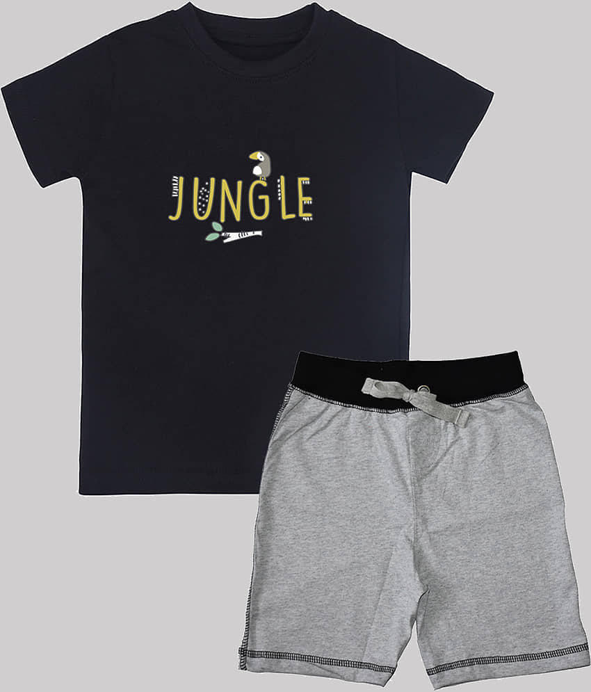 ETCHED DESIGN Pack of 1 Boys Cotton T-Shirt & Shorts Set ( Multicolor )