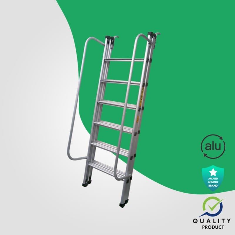 Side Railing with Hook Aluminum Ladder with 20" Wide Step (Model: K-7025, Height: 10 ft in Very Heavy)