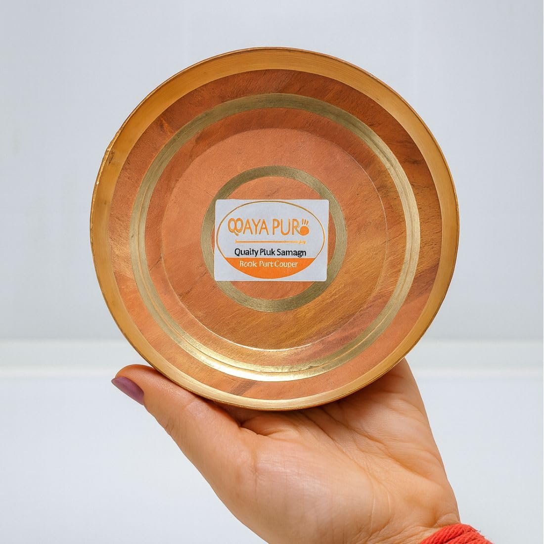 MAYAPURI Pure Copper Puja Plate | 5 Inch Tamrapatra Bhog Thali for Pooja Samagri | Traditional 5 Inches Copper Plate for Temple & Home Mandir Rituals