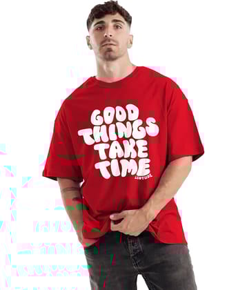 Trond Pack of 1 100% Cotton Oversized Fit Men's T-Shirt ( Red )