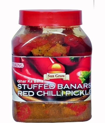 Sun Grow Organic Ghar Ka Bana Stuffed Banarasi Red Chilli Pickle Achaar (Taste of Banaras) Pickle 1 kg