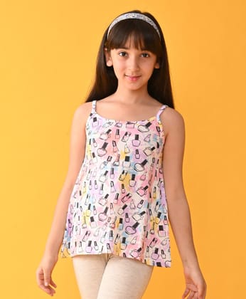 NAIL PAINT SUMMER STRAPPY GIRLS TOP - PINK-6-12 MONTHS / 1N / pink