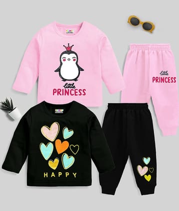 Kuchipoo Multicolor Cotton Blend Girls Top With Pajama ( Pack of 2 )