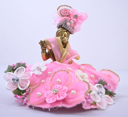 Pink Floral Pearl Designer Laddu Gopal Dress Set