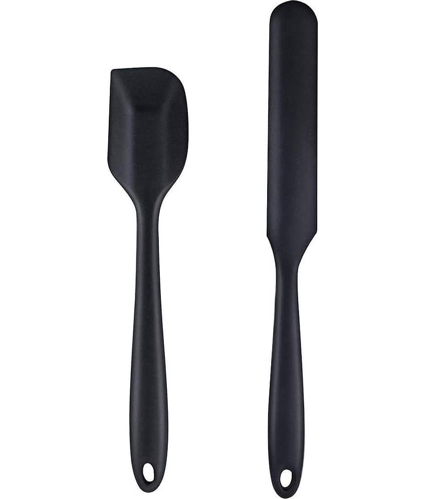 Baskety Silicone Mixing and Cream Jar Knife Spatula ( Pack of 2,Black )