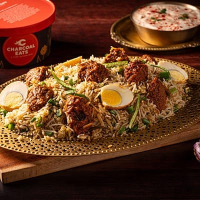 Charcoal Spicy Mutton Kepsa Biryani