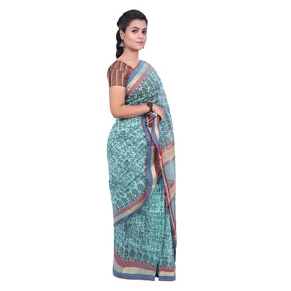 HANDLOOM CHANDERI PRINTED SAREE WITH BLOUSE (SKU&nbsp; - 1SCZ01260221 SAREE- 4)
