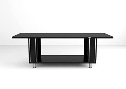 DAS Serene Engineered Wood Contemporary Style Rectangular Coffee/Centre Table with Metal Legs Stripped Design for Living Room- Black