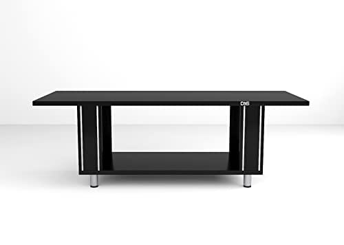 DAS Serene Engineered Wood Contemporary Style Rectangular Coffee/Centre Table with Metal Legs Stripped Design for Living Room- Black