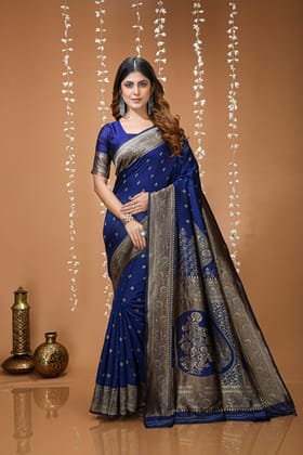 Soft Lichi Silk Saree with Jacquard Border Buti