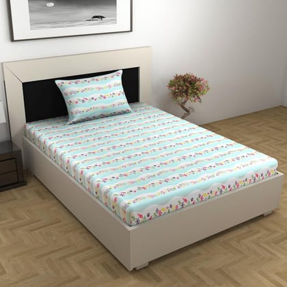 Mint Sky Kids Pattern Single Bedsheet-Single / Mint Sky / SS-7004-SB