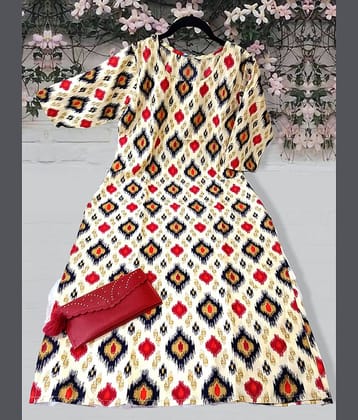 Ethnic Basket Pack of 1 Crepe Printed A-line Women's Kurti - ( White )