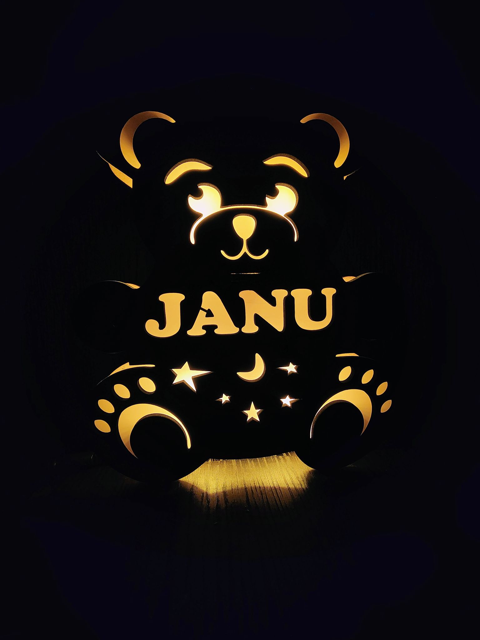 Personalised Wooden Teddy LED LampSize8