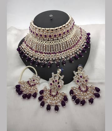 Padmavati Bangles Purple Alloy Necklace Set ( Pack of 1 )