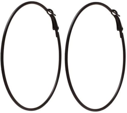 Black Gol Hoop Earrings Big Size Alloy Earring for Girls & Women Pack 1 Pair