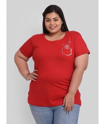Neo Garments Women Cotton Printed Regular Fit Round Neck T-Shirt ( Red )