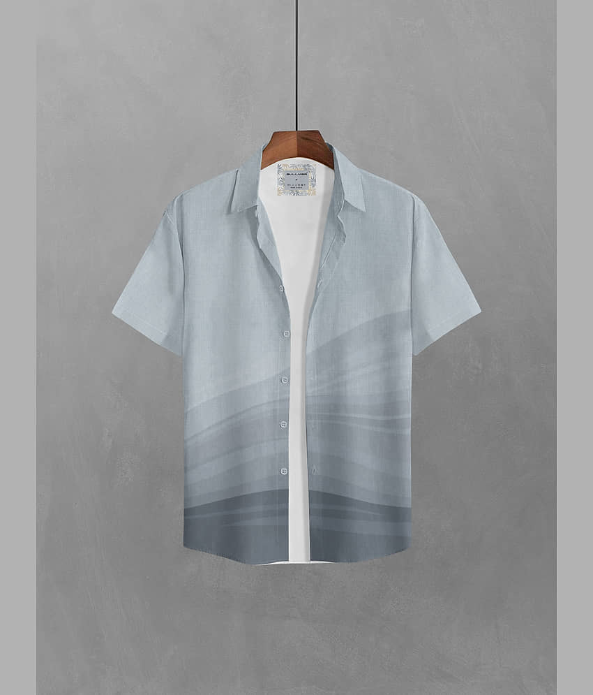 BULLMER Trendy Printed Regular Fit Half Sleeve Causal Shirt for Men_Blue