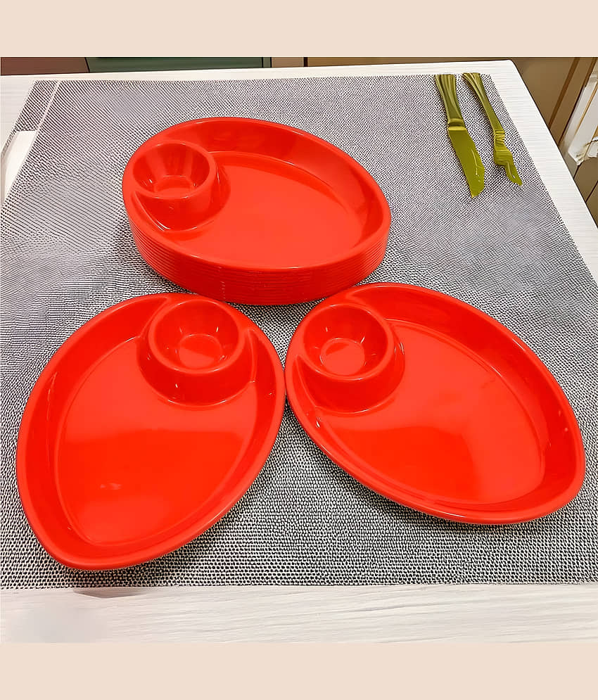 Inpro 12 Pcs Plastic Red Platter