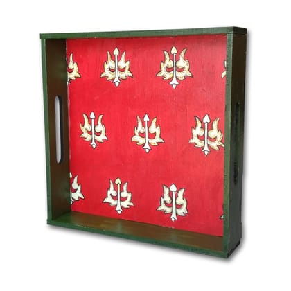 Kalamkari on  MDF Tray with Square Tea Coasters DIY Kit by Penkraft