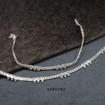 Real Sterling Silver Indian Anklet Ankle Bracelet 10.3"
