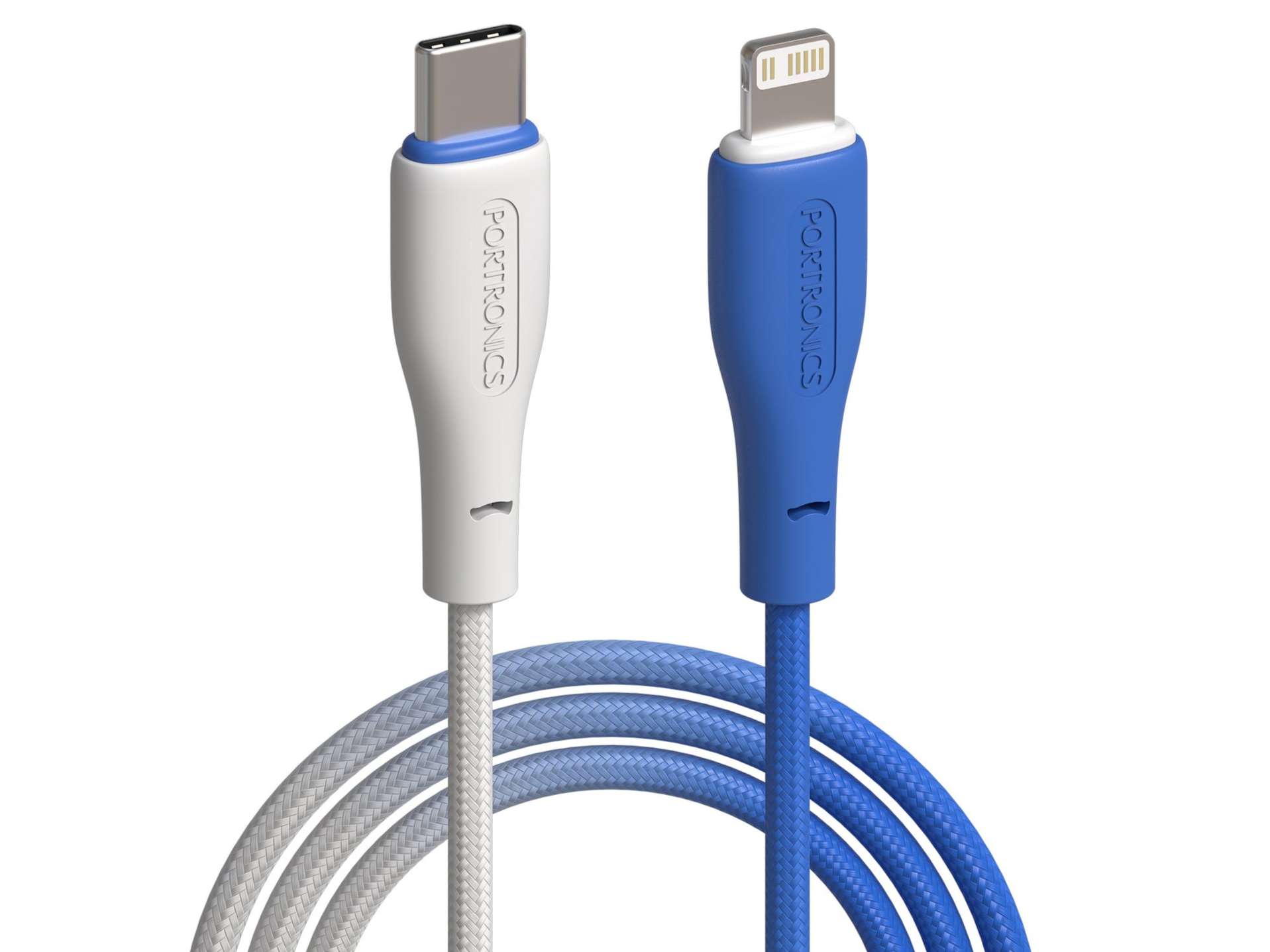 Portronics Hue X 20W Dual Tone Colour Type C to 8 Pin Fast Charging Cable for iPhones, iPads, Laptops & Other 8 Pin Devices - White