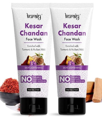 KURAIY Gold Kesar Chandan Face wash For Glowing Skin, All Skin Types 75ml Each (Pack of 3)