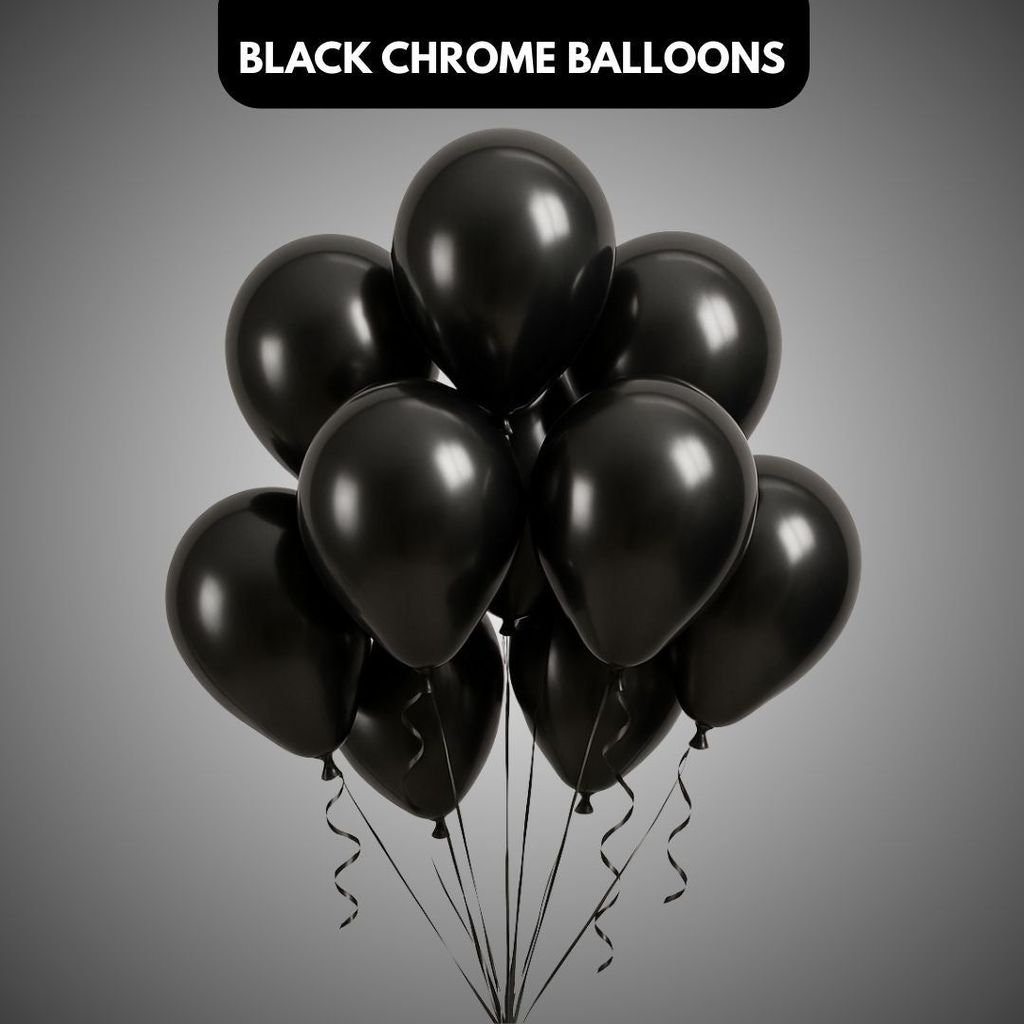 Black Chrome Balloon Latex / Rubber Balloons - Helium Quality - 12 inches - Bulk Pack - 50PC - Party and Festive Needs | Buy online on ZillyBuy