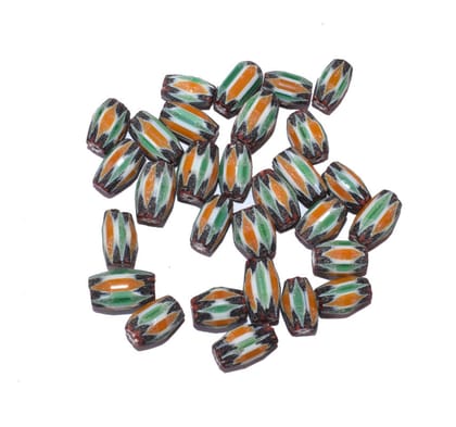 Chevron Glass  beads, 6-layer glass chevron beads, Venetian chevron, trade bead Venetian, African trade bead, vintage Murano glass beads , BWSRON-030-Per Packet of 38 Pieces (50 Gram) / 16X10 MM