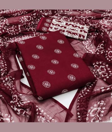 Anand Unstitched Crepe Printed Dress Material - Maroon ( Pack of 1 )