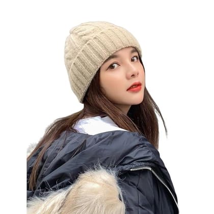 Winter Caps for Women & Girls | Knit Warm Woolen Beanie with Neck Scarf | Snow-Proof Monkey Hat with Soft Fleece Velvet Fur Lining | Outdoor Winter Balaclava Hood