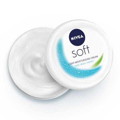 Nivea Soft Light Moisturizer For Face, Hand & Body, Non-Greasy Cream With Vitamin E & Jojoba Oil, 300 Ml