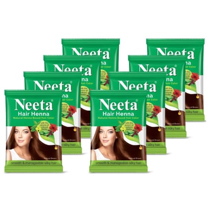 Neeta Hair Henna Powder Hair Color with 5 Herbs Natural Brown 25gm Pack of 8, Ammonia Free Hair Colour for Women & Men Neeta Hair Henna Powder Hair Color with 5 Herbs Natural Brown 25gm Pack of 8, Ammonia Free Hair Colour for Women & Men