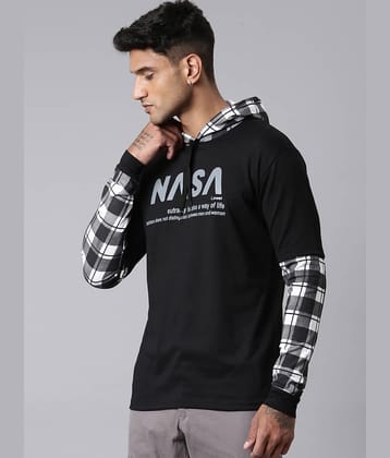 LEWEL Cotton Blend Slim Fit Checks Full Sleeves Men's Hooded T-Shirt - Multicolor ( Pack of 1 )