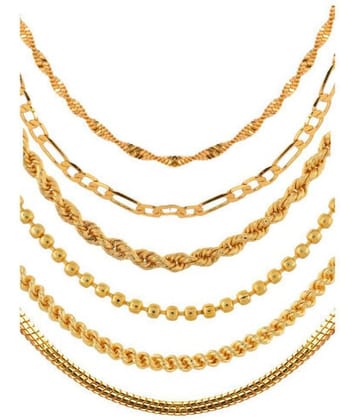AanyaCentric Gold Plated Chains Combo ( Set of 6 )