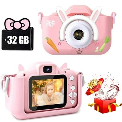 CADDLE & TOES Kids 40 MP Camera For Girls, 1080P HD 2.0 Inch Screen With 32GB SD Card, Birthday &, Age 4+ to 15 Years Old (Rabbit Ear Pink) CADDLE & TOES Kids 40 MP Camera For Girls, 1080P HD 2.0 Inch Screen With 32GB SD Card, Birthday &, Age 4+ to 15 Ye