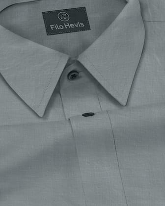 Men's Pure Linen Casual Shirt - Grey-M